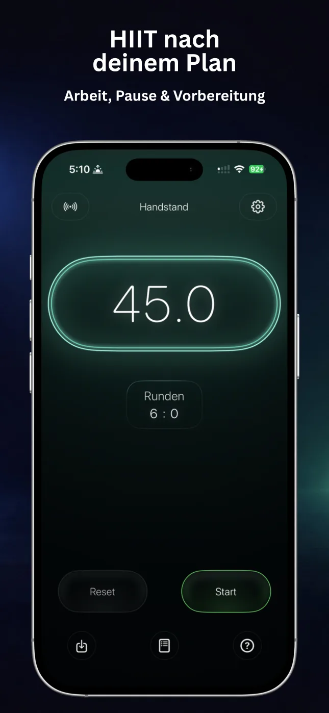 RepChime Timer mit eigenen Zeiten für Arbeit, Pause und Vorbereitung