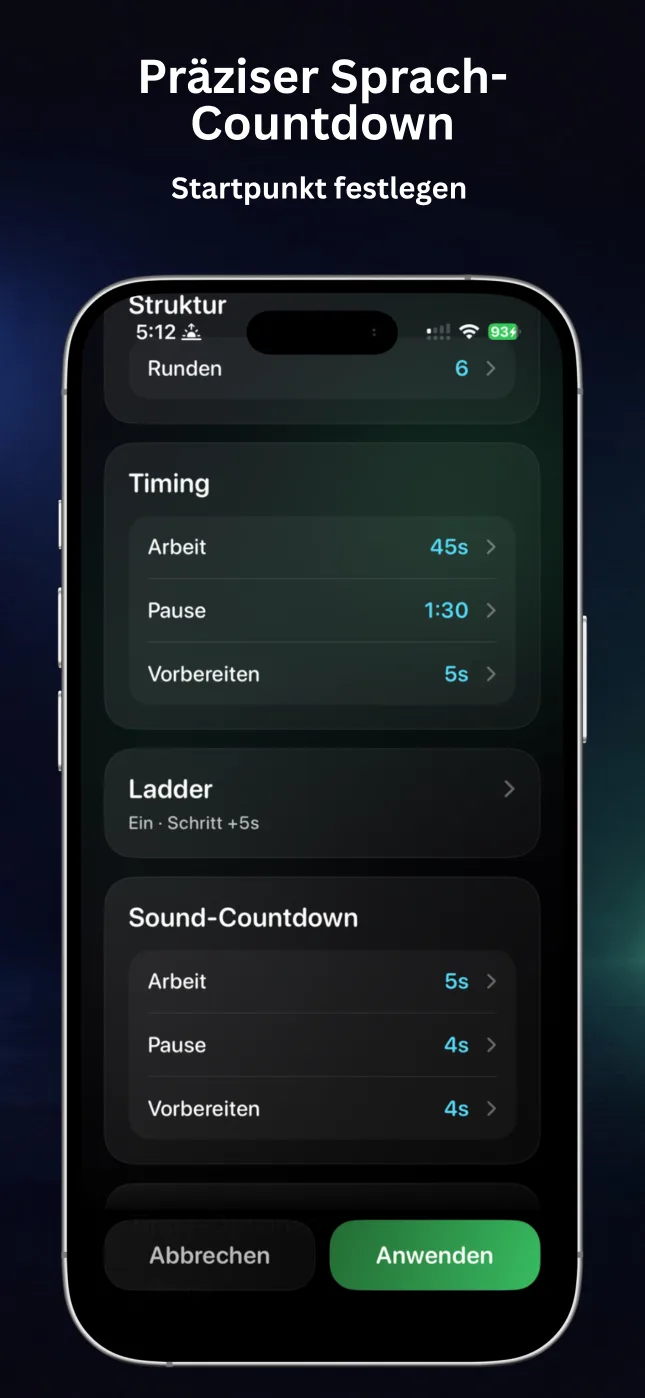 Sound-Countdown-Einstellungen