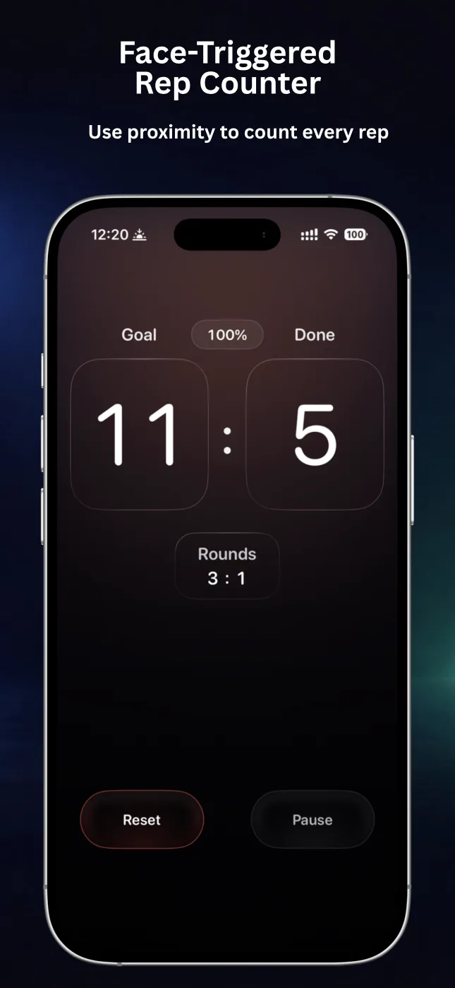 RepChime face-triggered repetition counter