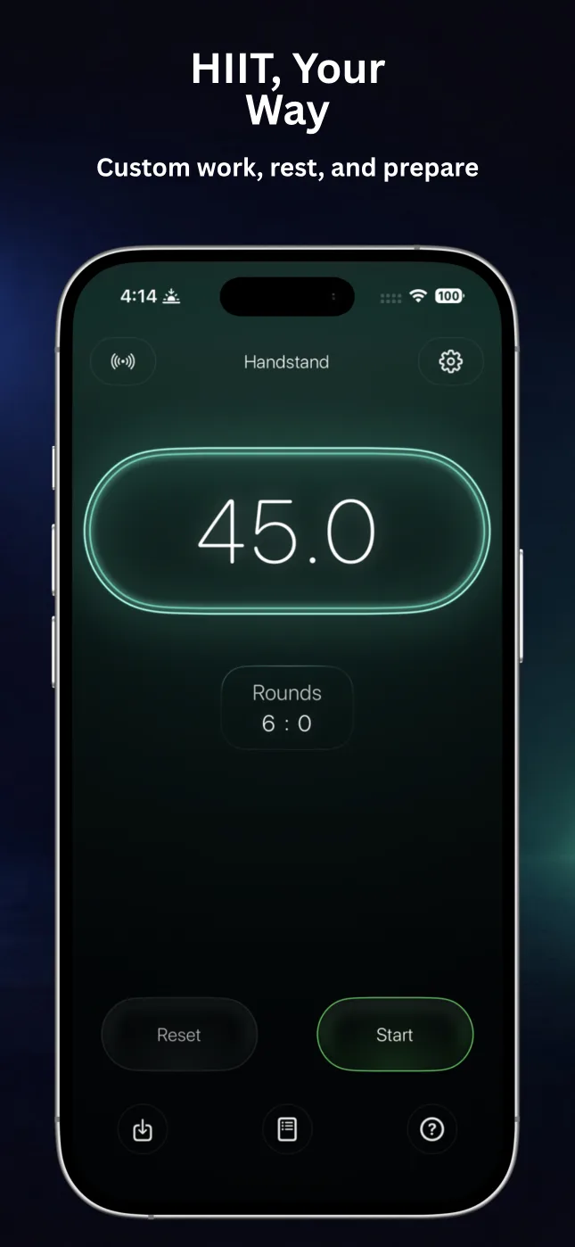RepChime timer with custom work, rest, and prepare intervals