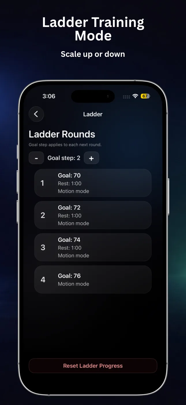 RepChime repetition goal ladder settings