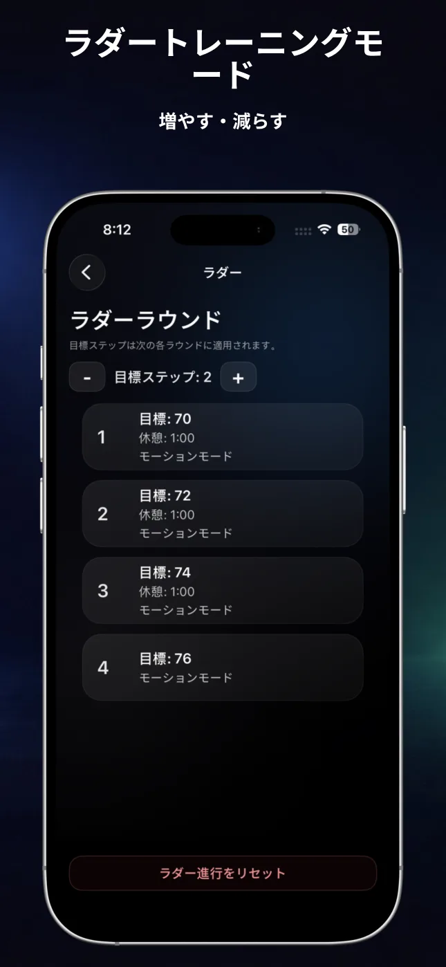目標回数のラダー設定