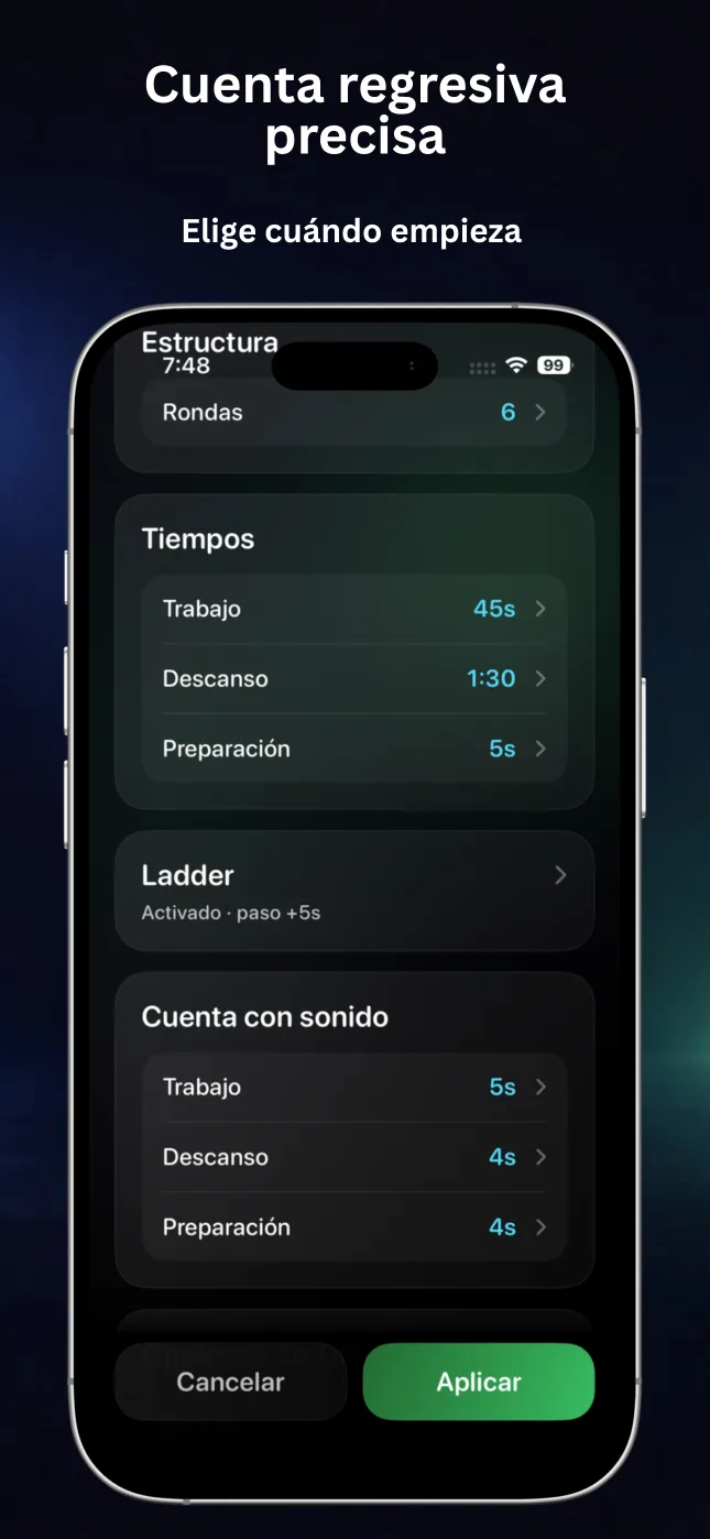 Intervalo activo de RepChime con indicaciones de voz