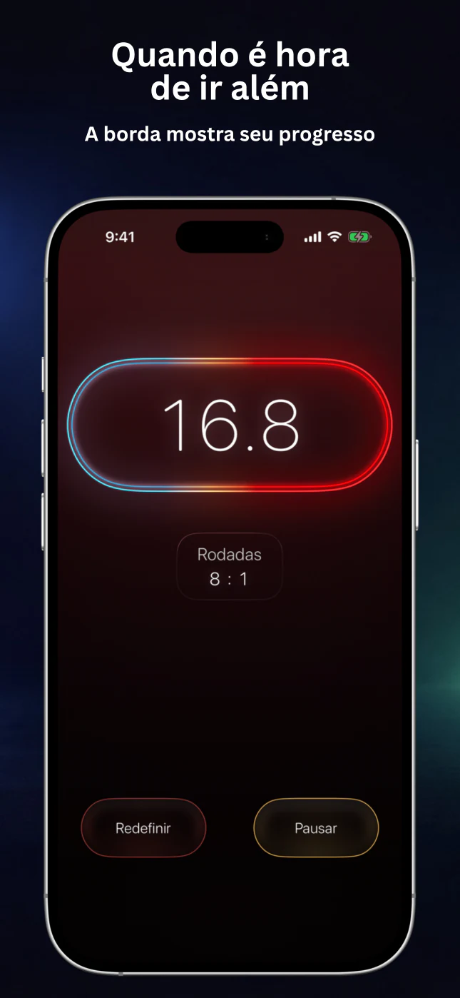 Timer HIIT do RepChime mostrando o progresso e as rodadas do treino