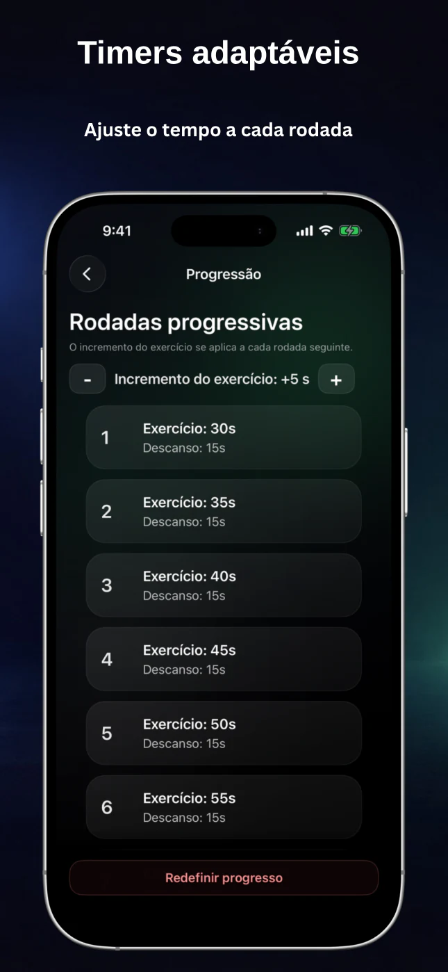 Ajustes de progressão adaptativa do timer